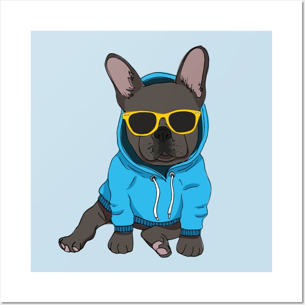 Hipster Frenchie (Black) Wall Art by Megan Roy